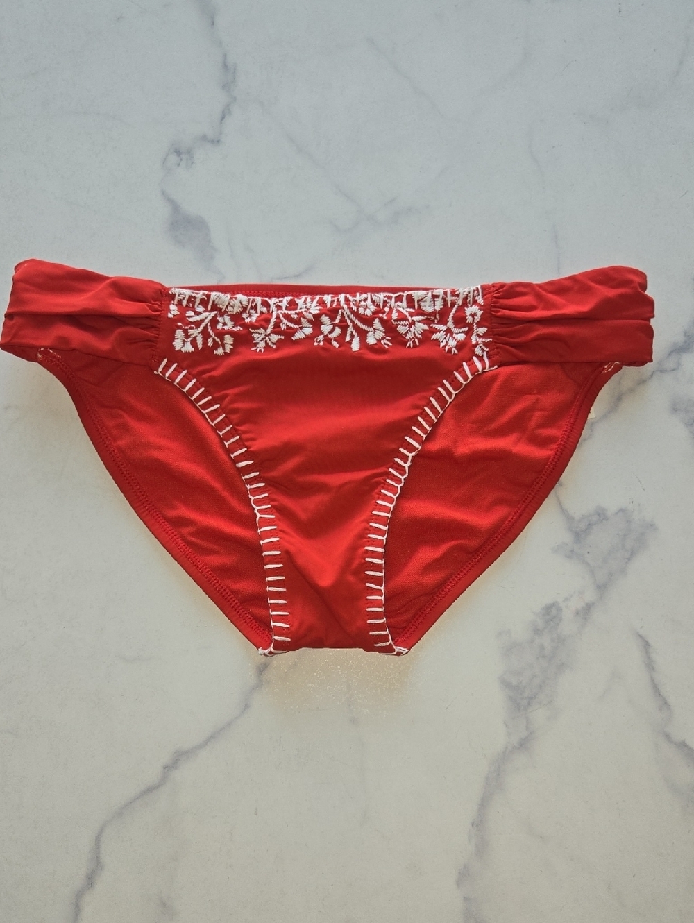 Lucky Brand Stitch in Time Side Sash Hipster Bikini Bottom Red & White Sz M NWT - Picture 3 of 9